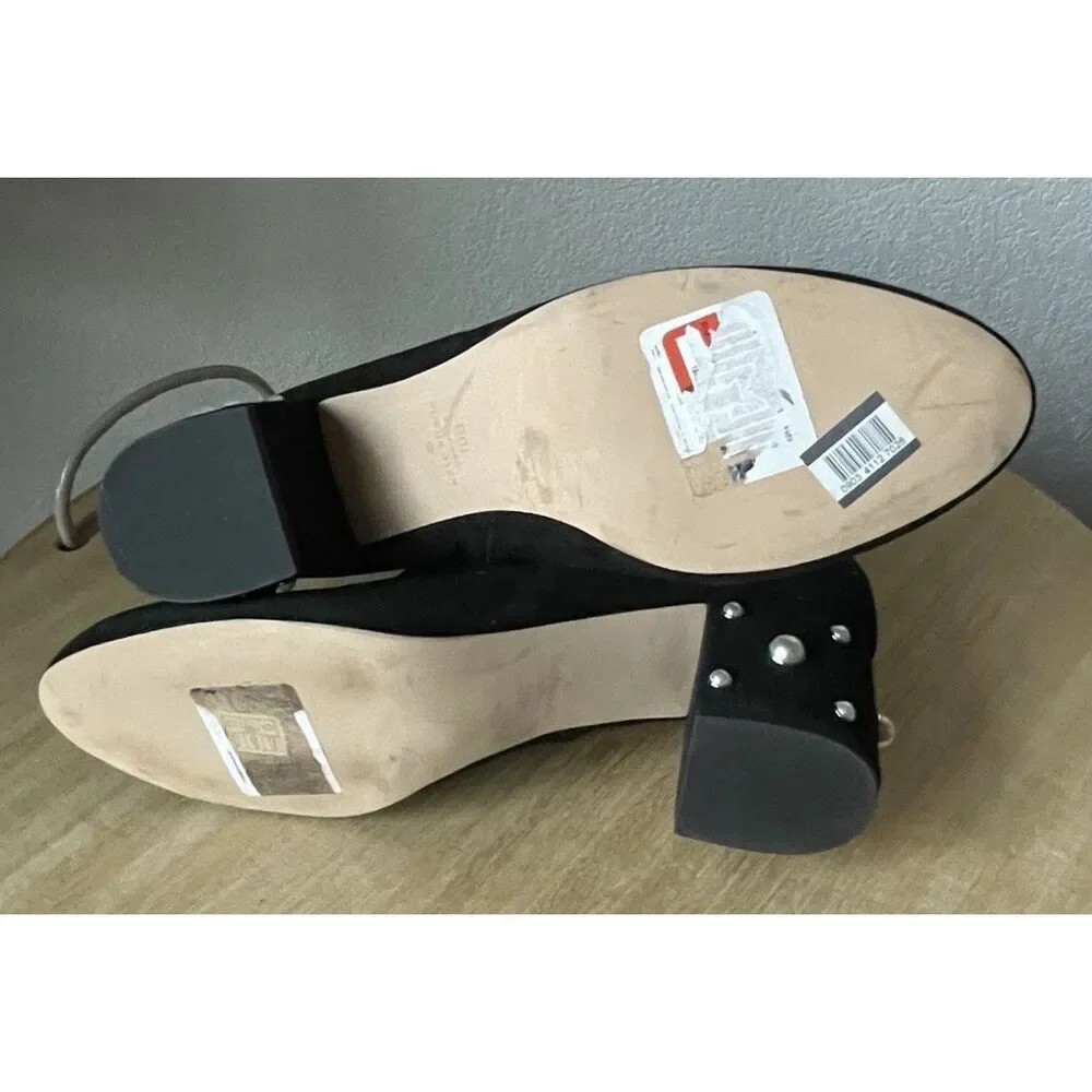 Kate Spade Womens Black Suede Taraji Faux Pearl Block Heel Bootie  Size 10 - Picture 5 of 6